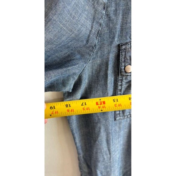 Trina Turk Womens Denim Jumpsuit Blue Chambray Romper Utility One Piece Size 6 - Picture 8 of 13